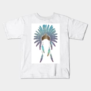 Feather headdress blue Kids T-Shirt